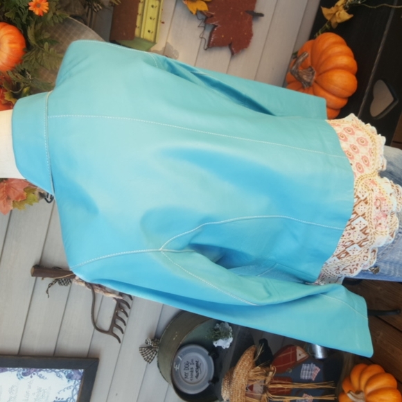 NICOLA BERTI ♡ RARE Gorgeous Turquoise Soft Genuine Italian Leather Jacket  S - Picture 6 of 16